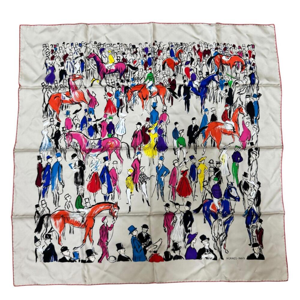 HERMES Black Silk Scarf - Picture 1 of 6